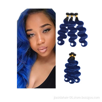T1Bblue Best Quality Ombre Two tone T1b//27 Dark Golden Brown Hair With lace Closure Mink Body Wave Brazilian Human Hair Bundles